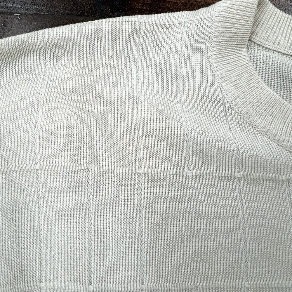 Anthropology Mens 2XL Silk Window Pane Ribbed Knit Short Sleeve Pullover NWT